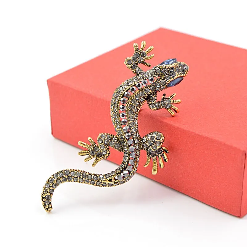 2 Colors Available Rhinestone Lizard Brooches