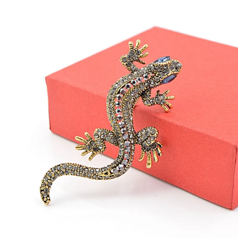 2 Colors Available Rhinestone Lizard Brooches