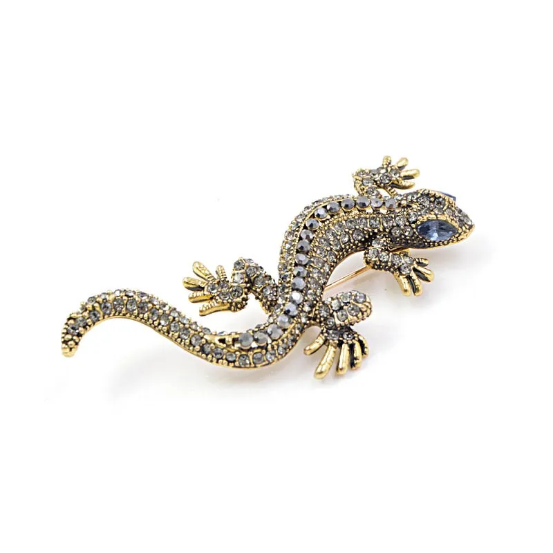 2 Colors Available Rhinestone Lizard Brooches