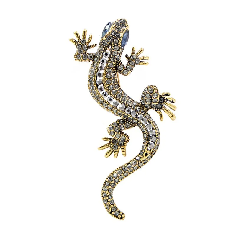 2 Colors Available Rhinestone Lizard Brooches