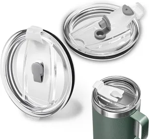 2 Pcs Replacement Lid Compatible with Stanley Camp Mug 24 oz, Spill Proof Mug Cup Lids with Sealing Silicone Ring, BPA-Free, Dishwasher Safe for Drinking Cup Cover, Clear