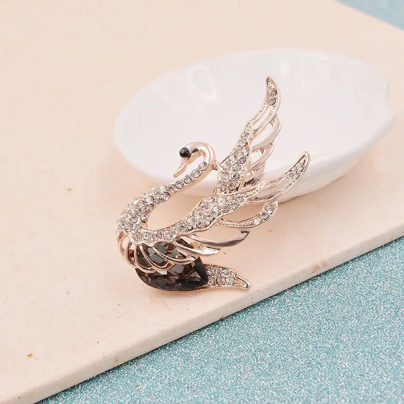 3 Colors Choose Rhinestone and Crystal Swan Brooches for Women