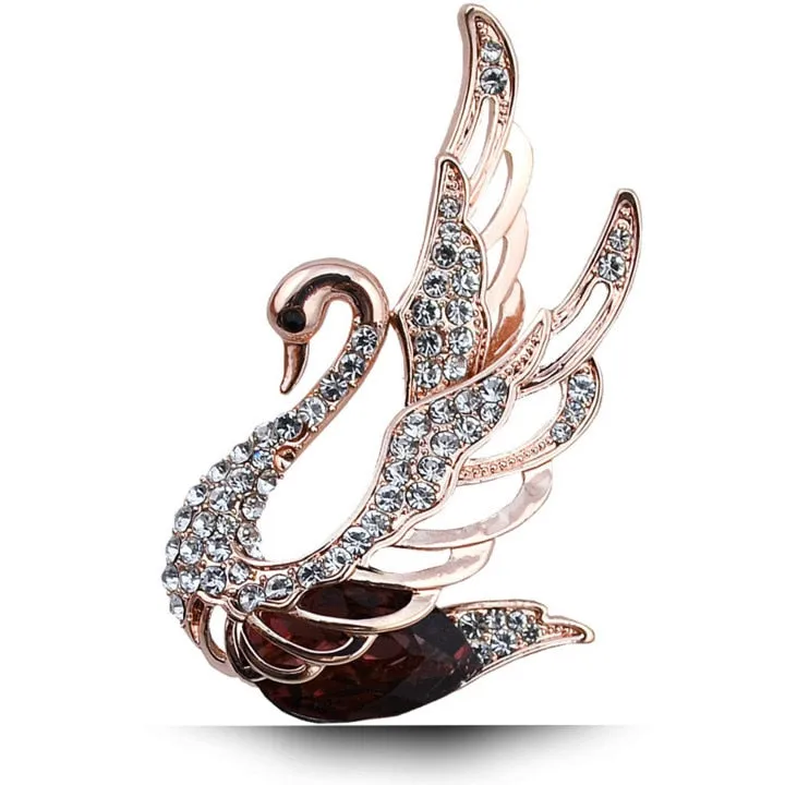 3 Colors Choose Rhinestone and Crystal Swan Brooches for Women