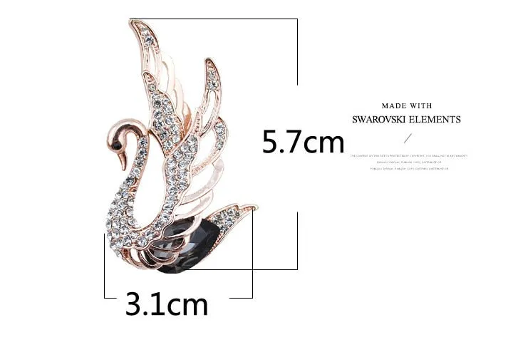 3 Colors Choose Rhinestone and Crystal Swan Brooches for Women