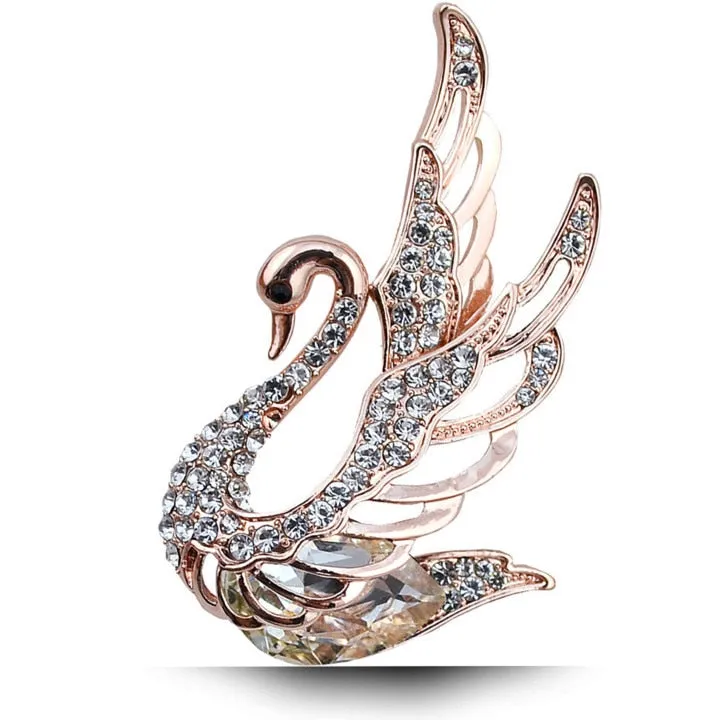 3 Colors Choose Rhinestone and Crystal Swan Brooches for Women