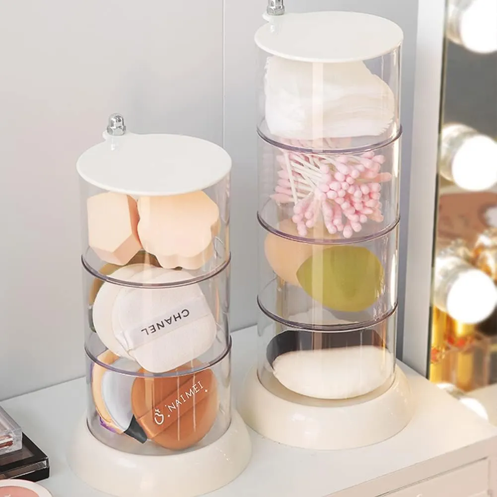 4-Layers Clear Jewelry Organizer, 360 Rotatable Small Cute Acrylic Jewelry Box for Hair Clip, Hair Tie, Earring, Necklace, Bracelet, Ring, Hair Accessories Holder for Girls