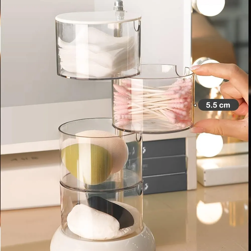 4-Layers Clear Jewelry Organizer, 360 Rotatable Small Cute Acrylic Jewelry Box for Hair Clip, Hair Tie, Earring, Necklace, Bracelet, Ring, Hair Accessories Holder for Girls