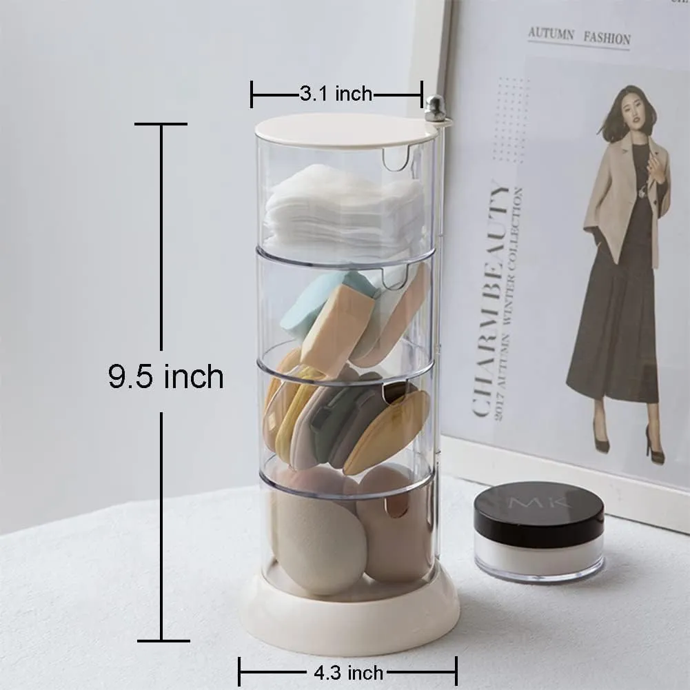 4-Layers Clear Jewelry Organizer, 360 Rotatable Small Cute Acrylic Jewelry Box for Hair Clip, Hair Tie, Earring, Necklace, Bracelet, Ring, Hair Accessories Holder for Girls