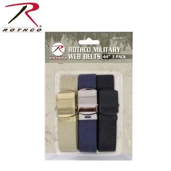54 Inch Military Web Belts in 3 Pack