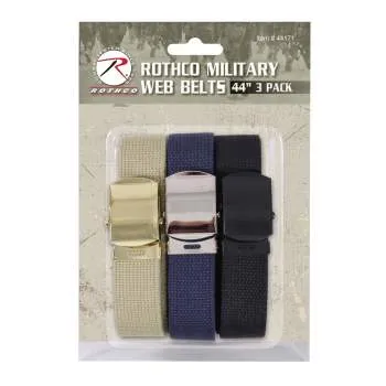 54 Inch Military Web Belts in 3 Pack