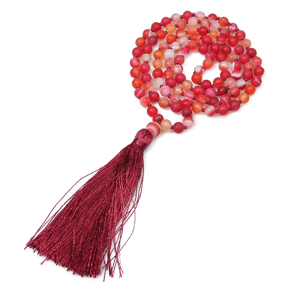 6mm Red Onyx Japamala Necklace Meditation Yoga Spirit Jewelry 108 Mala Beaded