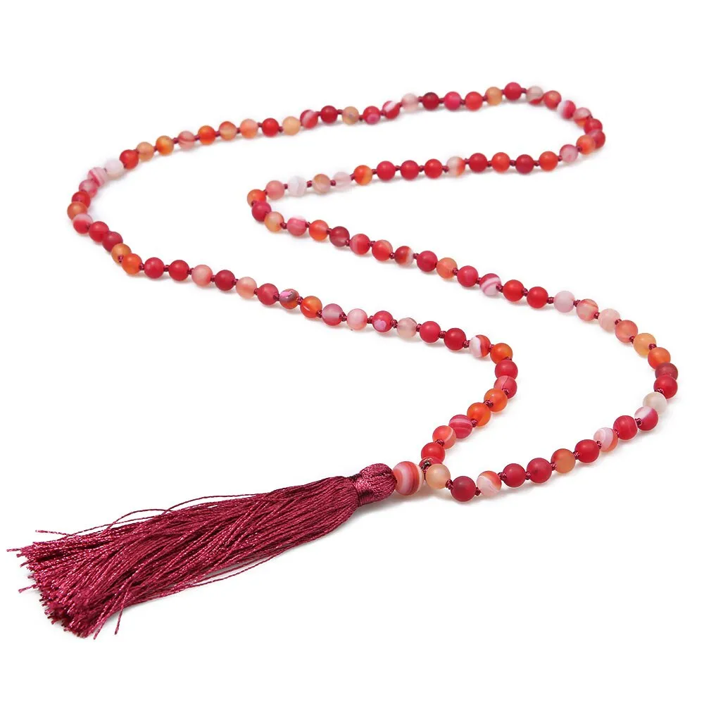 6mm Red Onyx Japamala Necklace Meditation Yoga Spirit Jewelry 108 Mala Beaded