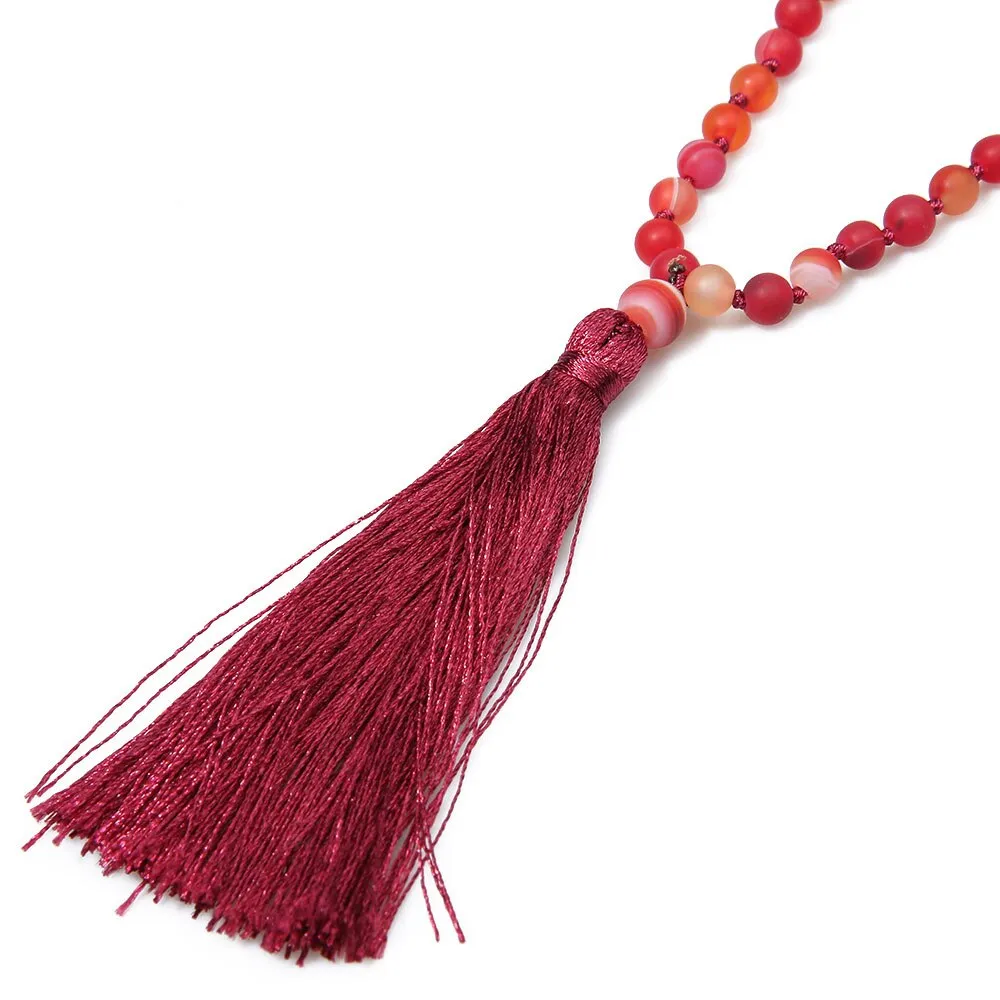 6mm Red Onyx Japamala Necklace Meditation Yoga Spirit Jewelry 108 Mala Beaded