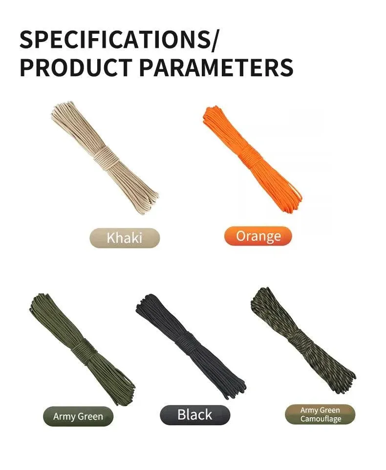9 Cores 550 Paracord Cord 5 15 30 M Dia.4mm For Outdoor Camping Survival Lanyard Parachute Rope Hiking Tent Accessories
