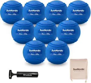 9 Pack Weighted Baseballs Set (16 oz) - Weighted Baseballs for Hitting Training & Improved Power - Pitching Training Baseball for All Skill Levels