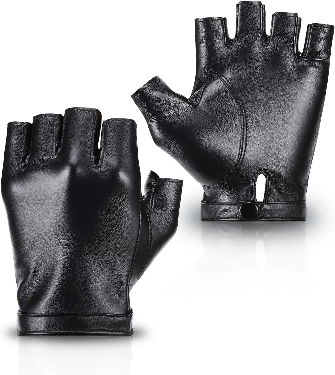 Accmor Fingerless PU Faux Leather Gloves, Driving Gloves Outdoor Sports Cosplay Costume Half Finger Glove for Women Men Teens