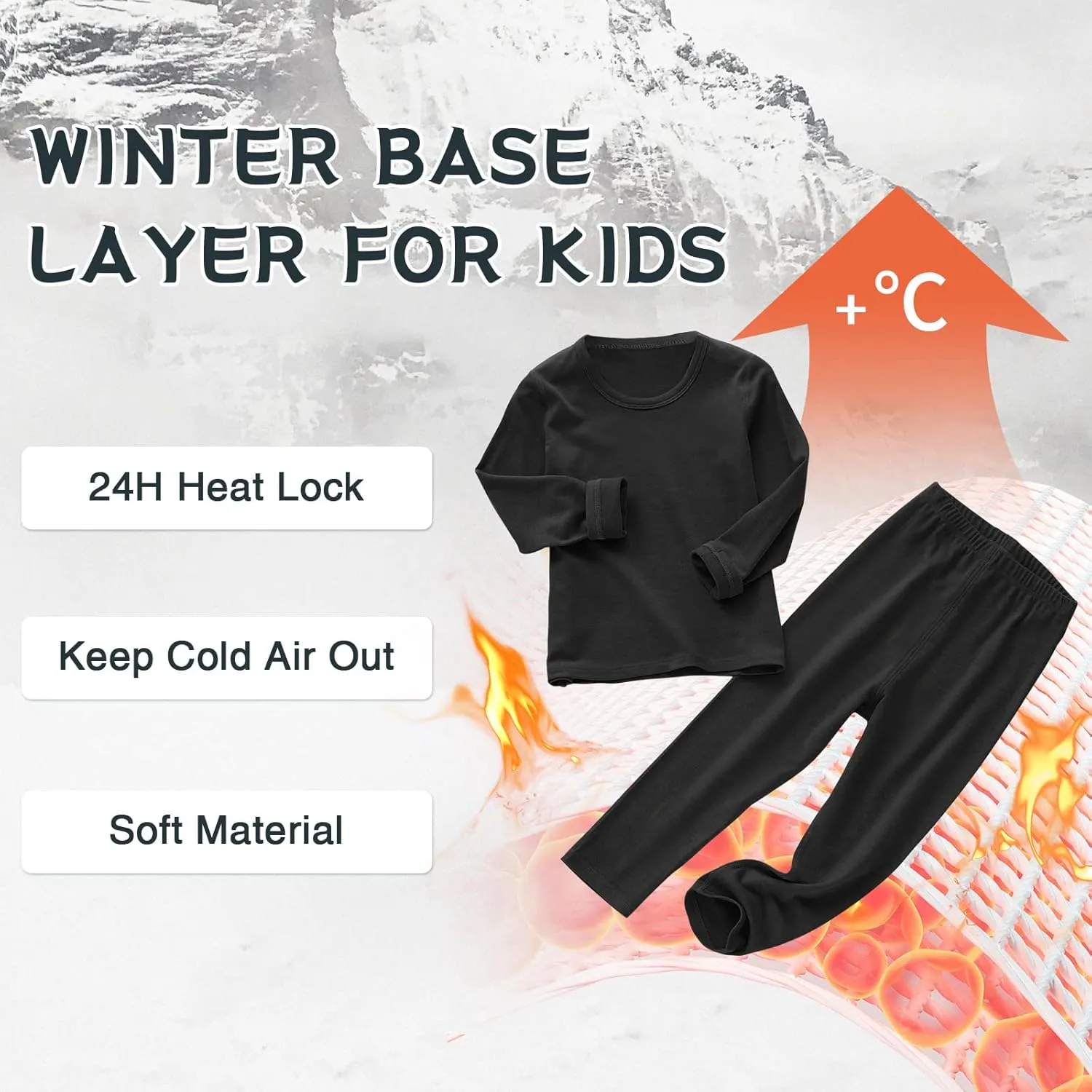 American Trends Boys Thermal Underwear Set Toddler Long Johns Set Fleece Lined Base Layer Winter Thermals Sets for Kids