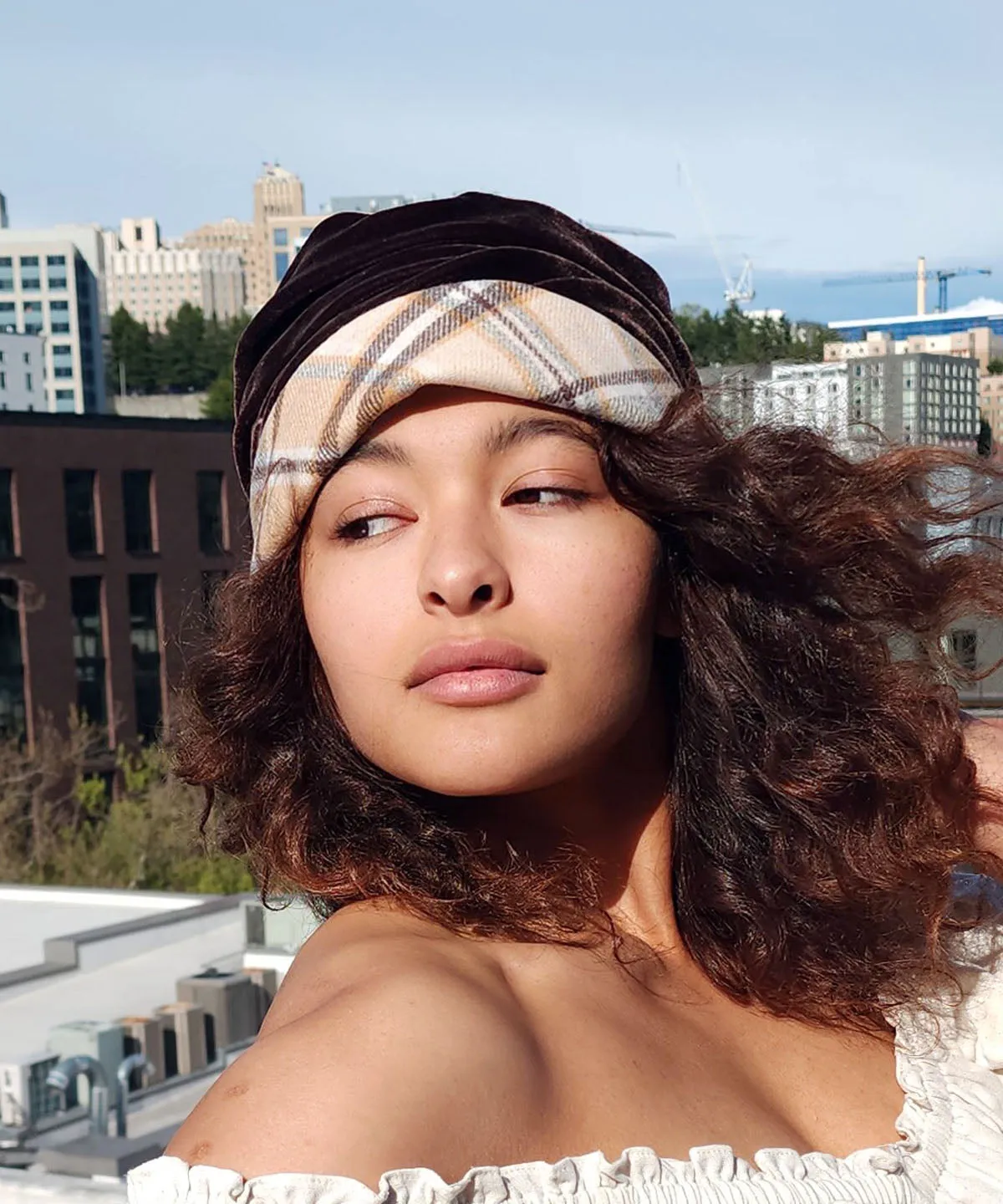 Ana Cloche Hat Style - Wool Plaid in Daybreak