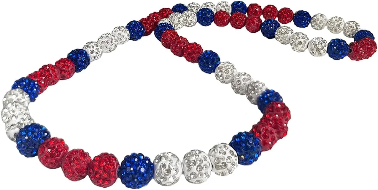 Baseball Necklace 16in/19in/22in Glitter Rhinestone Clay Beaded Necklace for Men Cool Gifts for Baseball Players Lovers
