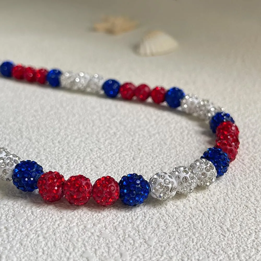Baseball Necklace 16in/19in/22in Glitter Rhinestone Clay Beaded Necklace for Men Cool Gifts for Baseball Players Lovers