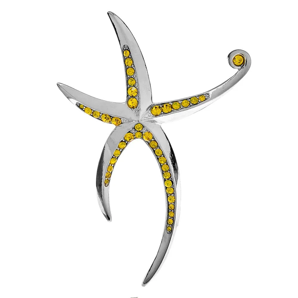 Beautiful Large Starfish Brooches For Women Rhinestone