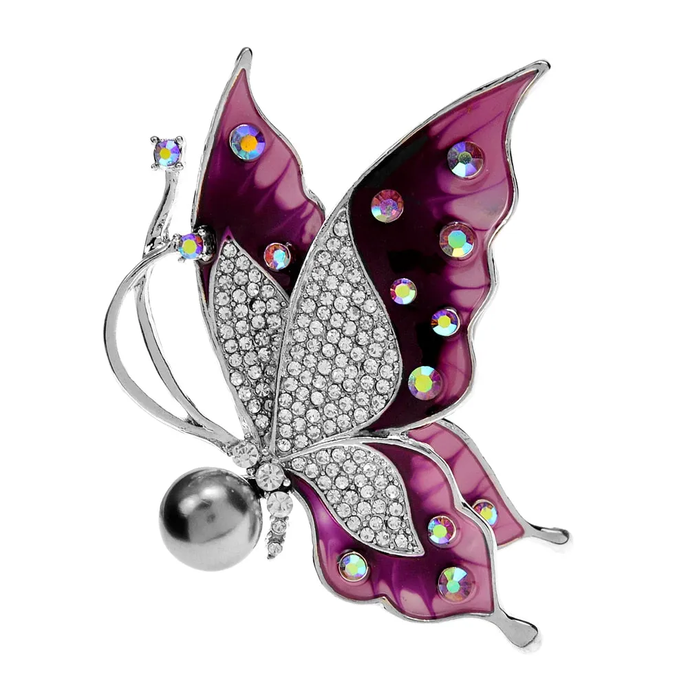 Beautiful Rhinestone Butterfly Brooches For Women Elegant Insect Pin Enamel Jewelry