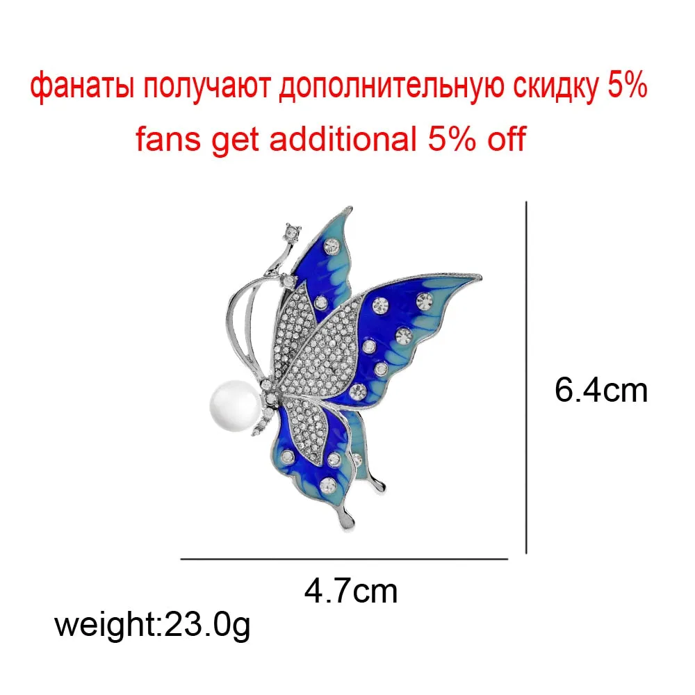 Beautiful Rhinestone Butterfly Brooches For Women Elegant Insect Pin Enamel Jewelry
