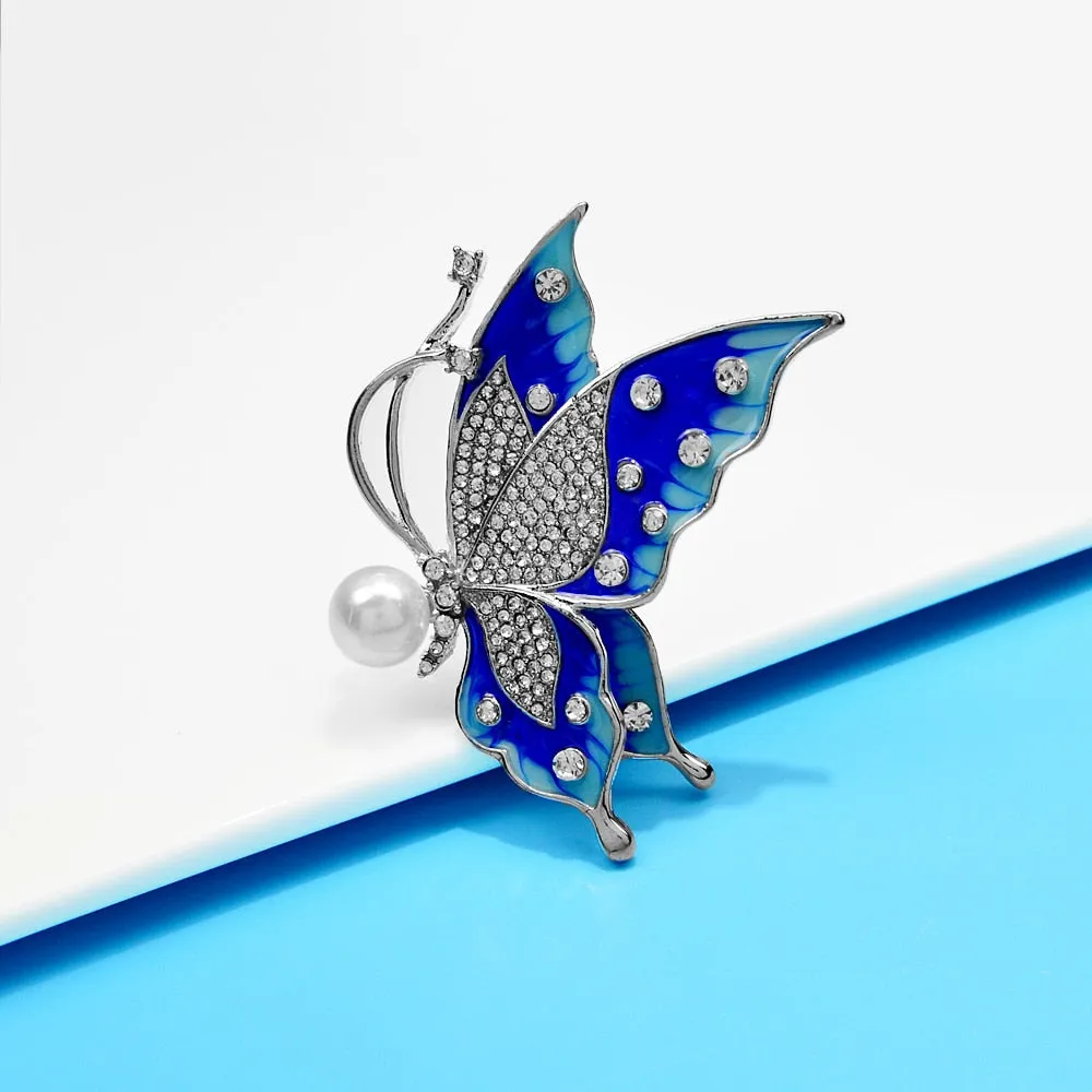Beautiful Rhinestone Butterfly Brooches For Women Elegant Insect Pin Enamel Jewelry