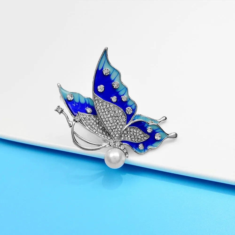 Beautiful Rhinestone Butterfly Brooches For Women Elegant Insect Pin Enamel Jewelry