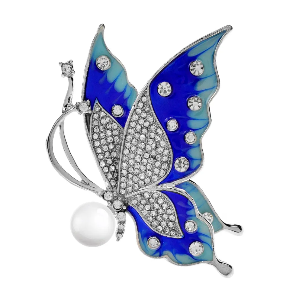 Beautiful Rhinestone Butterfly Brooches For Women Elegant Insect Pin Enamel Jewelry