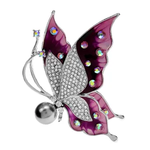Beautiful Rhinestone Butterfly Brooches For Women Elegant Insect Pin Enamel Jewelry