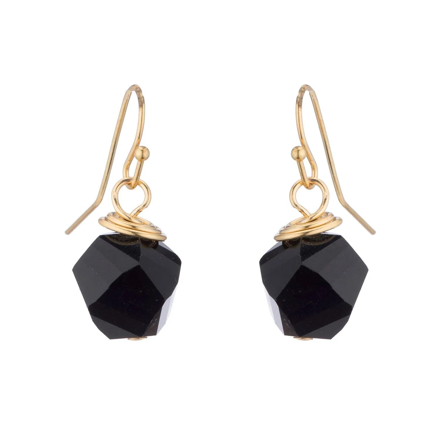 Black Faceted Crystal Top Twist Earrings