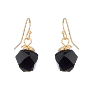 Black Faceted Crystal Top Twist Earrings