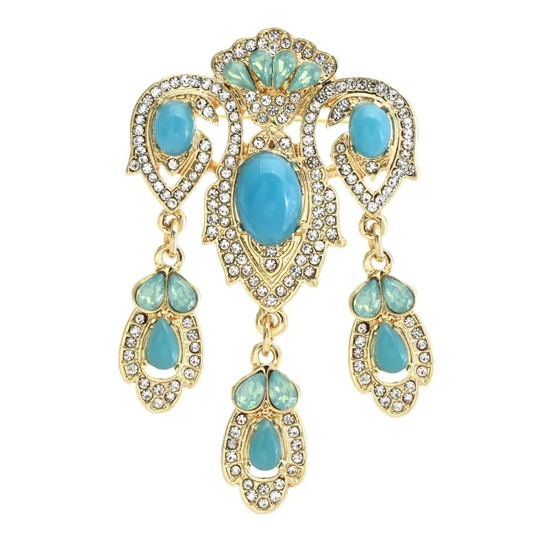 Blue Waterdrop Brooches For Women Unisex Palace Style Beauty Flower  Party Office Brooch