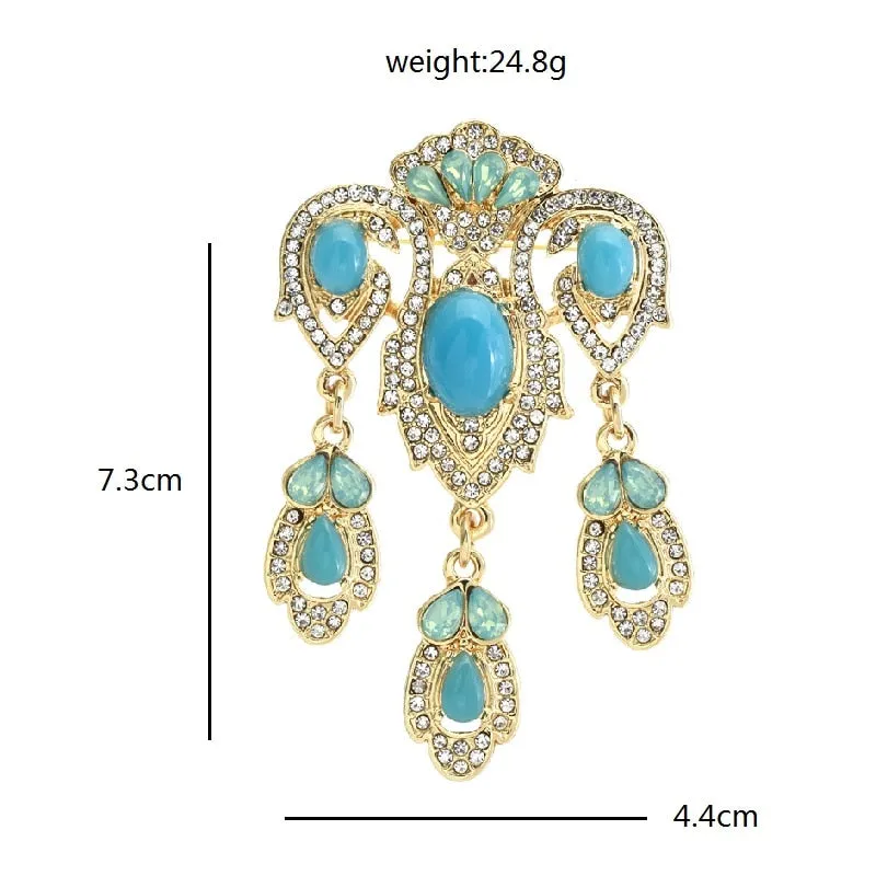 Blue Waterdrop Brooches For Women Unisex Palace Style Beauty Flower  Party Office Brooch