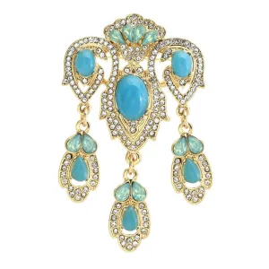 Blue Waterdrop Brooches For Women Unisex Palace Style Beauty Flower  Party Office Brooch