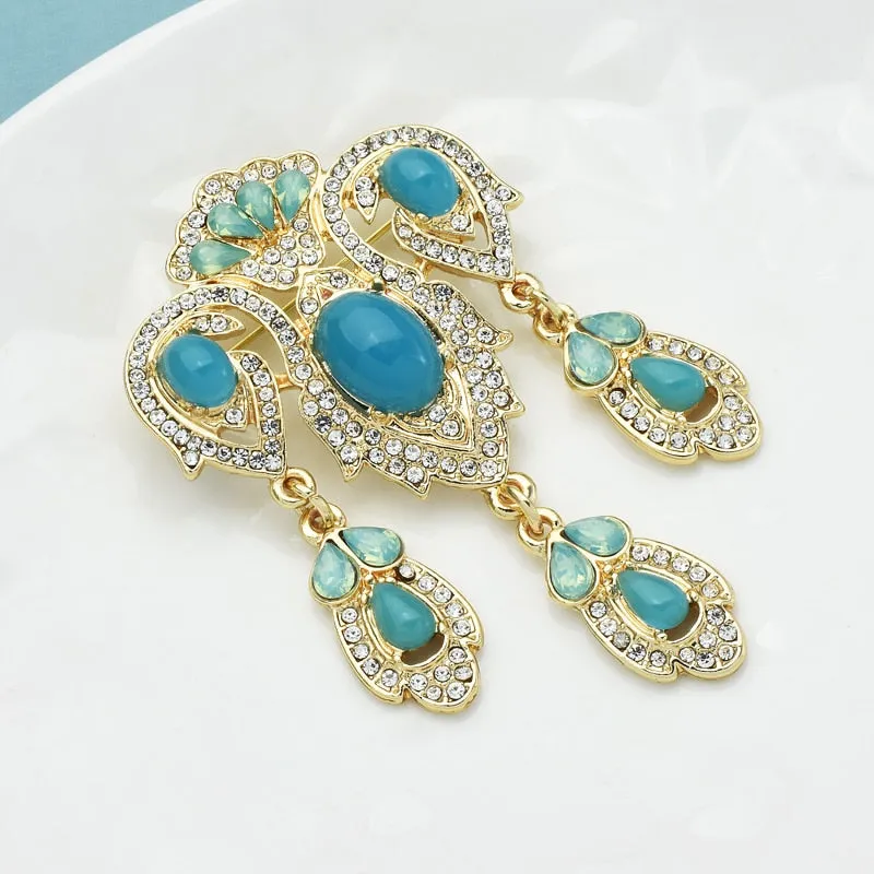 Blue Waterdrop Brooches For Women Unisex Palace Style Beauty Flower  Party Office Brooch