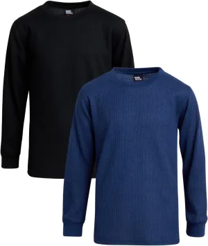 Boys' Shirt - 2 Pack Waffle Knit Long Sleeve Thermal Crewneck T-Shirt (8-18)