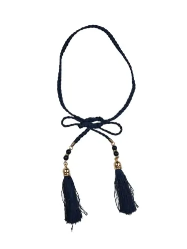 Braided Rope Cord Tassel Waist Belt With Beads