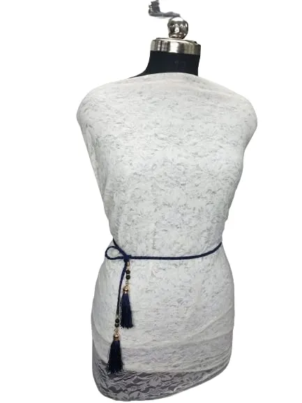 Braided Rope Cord Tassel Waist Belt With Beads