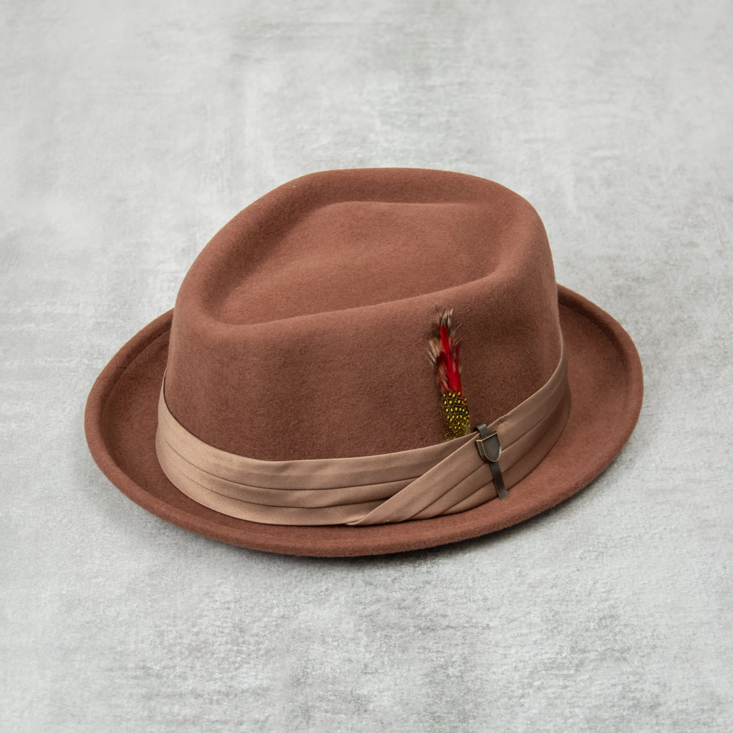Brixton Stout Pork Pie Hat - Sepia / Bronze