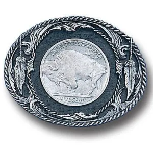 Buffalo Nickel Enameled Belt Buckle