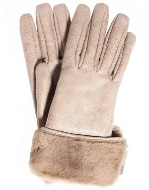 Buffered Leather Shearling Gloves