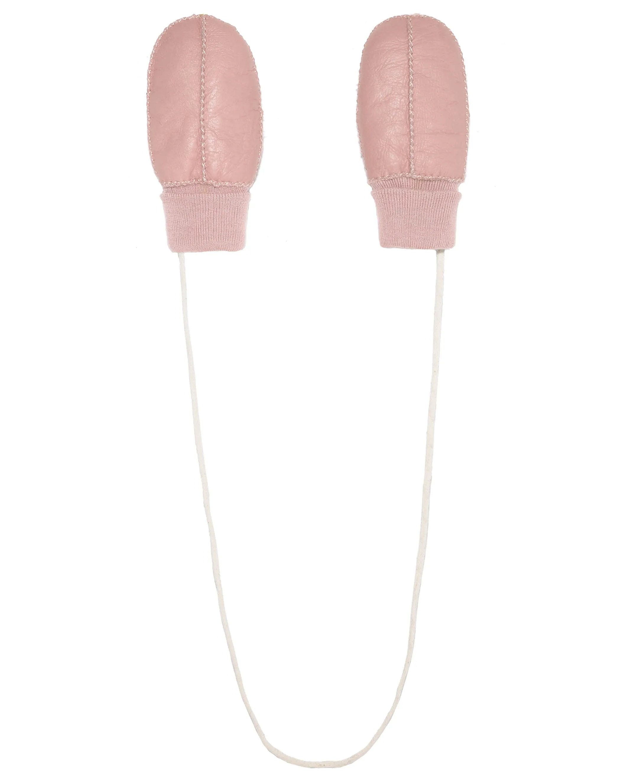 Children's Shearling Mittens with String