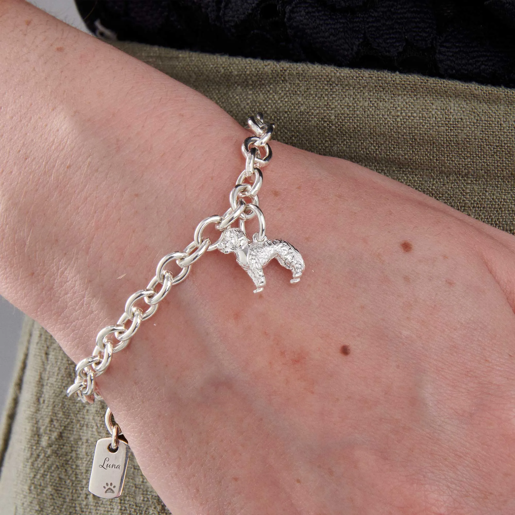 Cockapoo Silver Dog Charm Bracelet