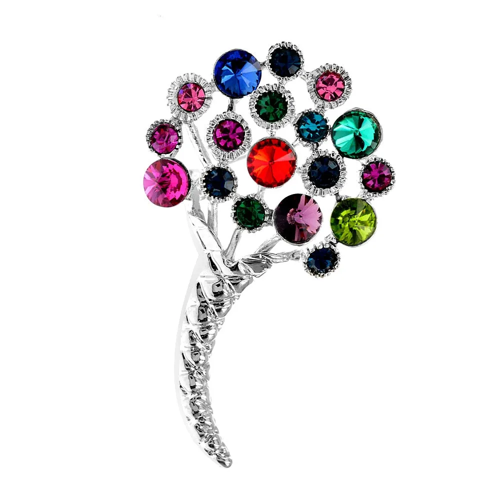 Colorful Rhinestone Flower Brooches For Women