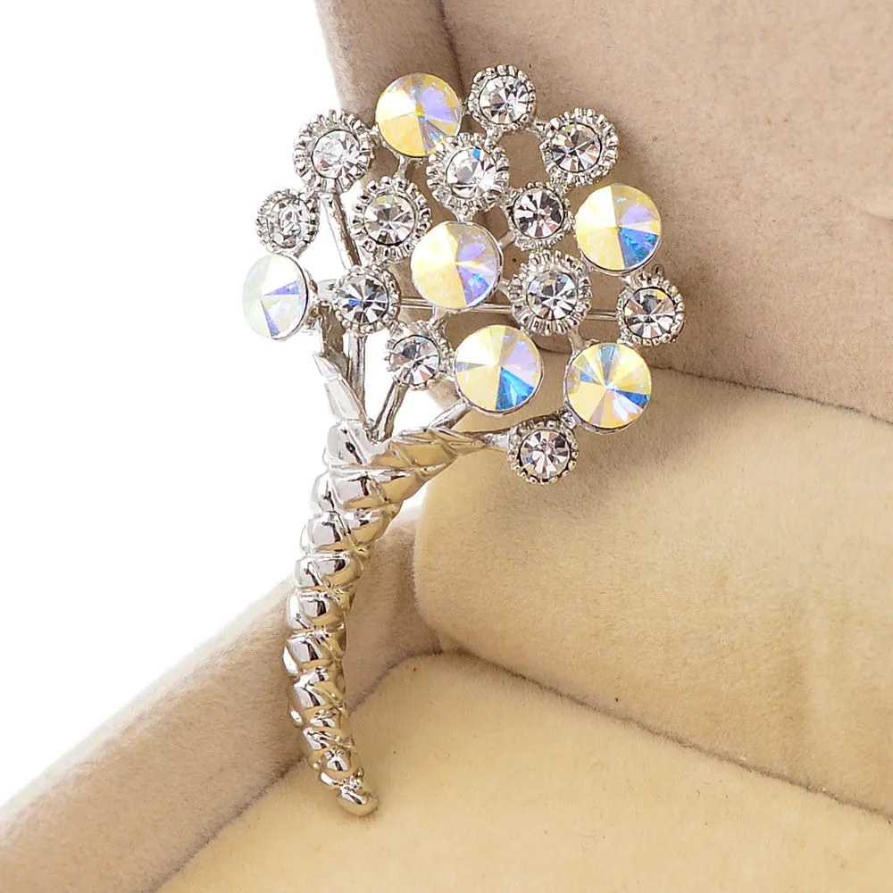Colorful Rhinestone Flower Brooches For Women