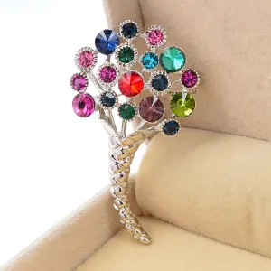 Colorful Rhinestone Flower Brooches For Women