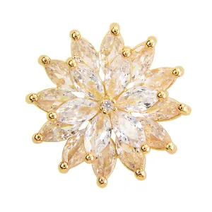Copper And Cubic Zirconia Flower Pins Brooches For Women