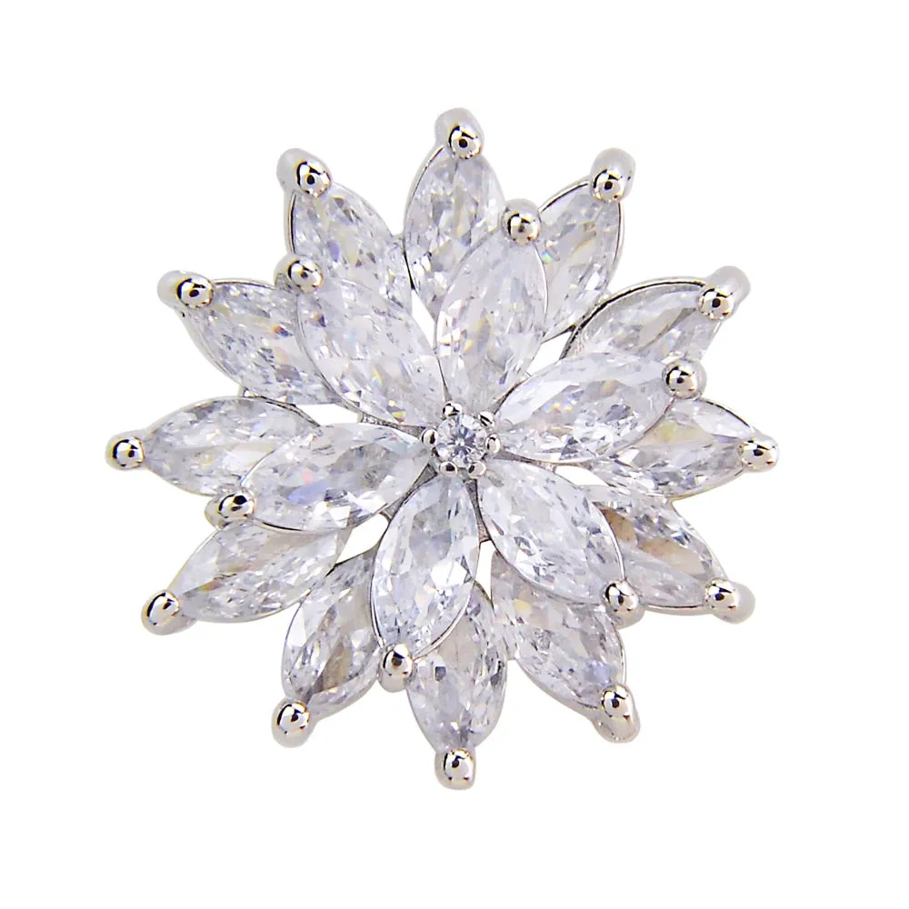 Copper And Cubic Zirconia Flower Pins Brooches For Women